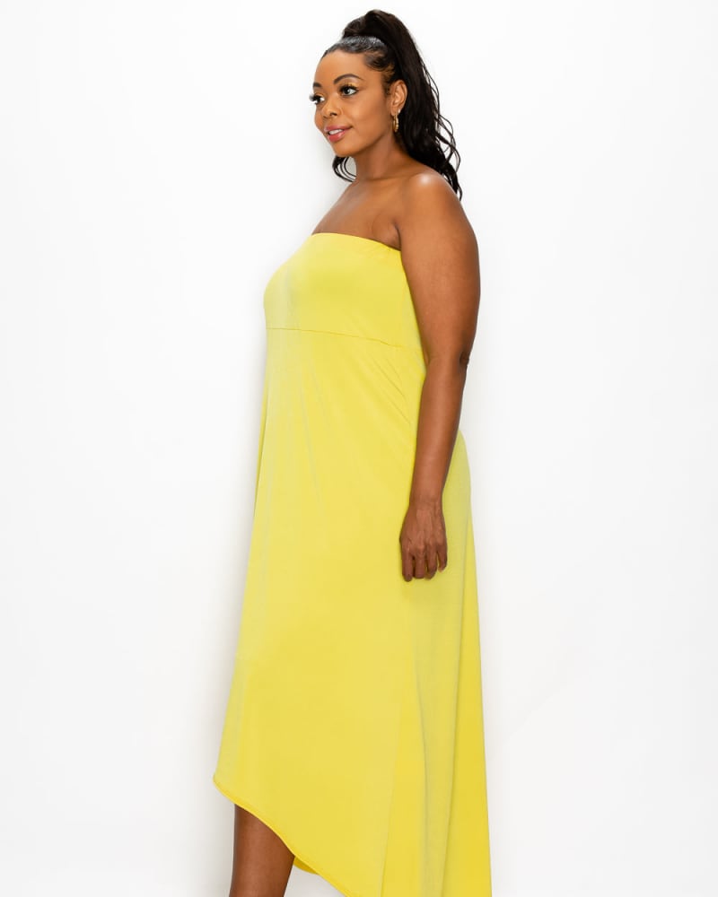 Mustard yellow strapless dress discount